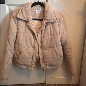 Princess Polly Light Beige Corduroy Puffer Jacket